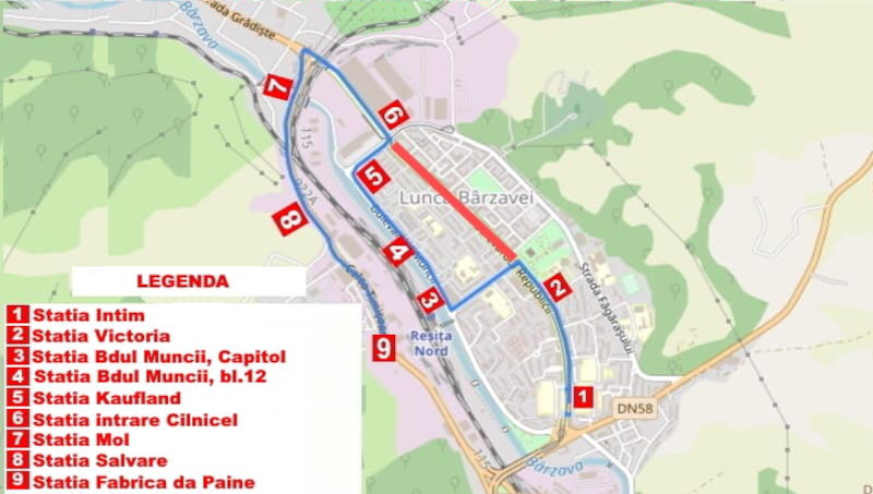La Reșița, în Govândari, autobuzele vor circula doar pe Bulevardul Muncii. Care sunt locațiile noilor stații 2 harta statii 2