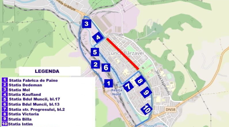 La Reșița, în Govândari, autobuzele vor circula doar pe Bulevardul Muncii. Care sunt locațiile noilor stații 1 harta statii