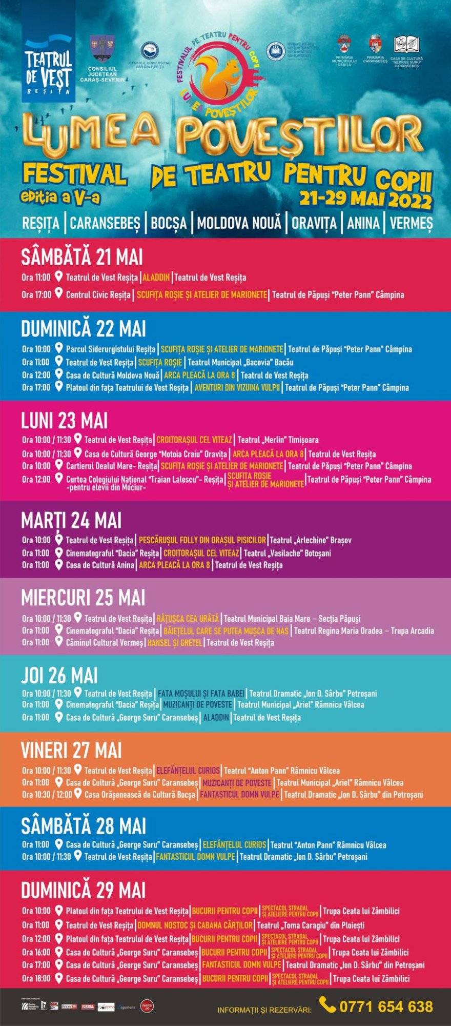Spectacole de teatru, ateliere și reprezentații stradale la cea de a V-a ediție a Festivalului „Lumea Poveștilor“ 2 program lumea povestilor 2022