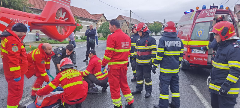 Elicopterul SMURD a aterizat la Armeniș pentru a prelua victima unui accident de circulație 1 accident