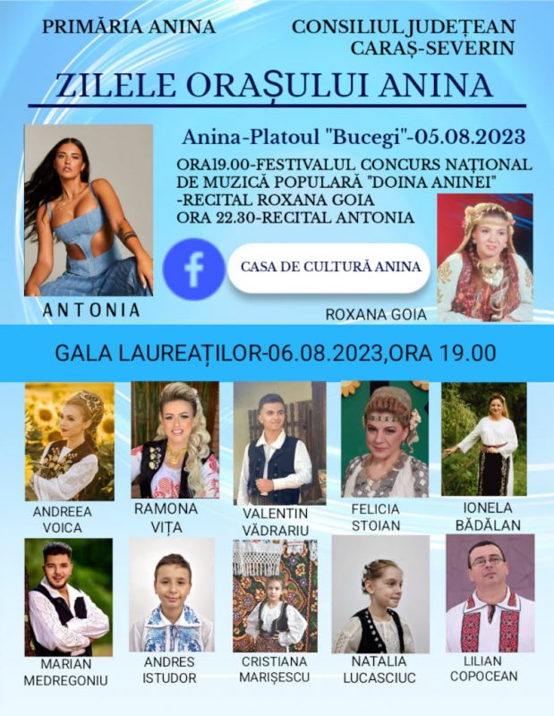 Antonia urcă pe scena de la Anina, cu ocazia Zilelor Orașului 2 afis anina 2023